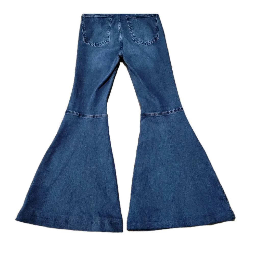 Free People Just Flare Wide-Leg High-Rise Blue Jeans Women's 27 Inseam 30